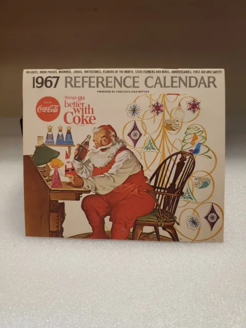 Vintage 1967 Coca-Cola Calendar Santa And Advertising