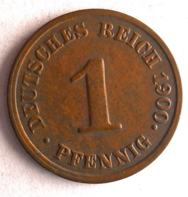 1900 J GERMAN EMPIRE PFENNIG - Excellent Coin - FREE SHIP- Bin #701