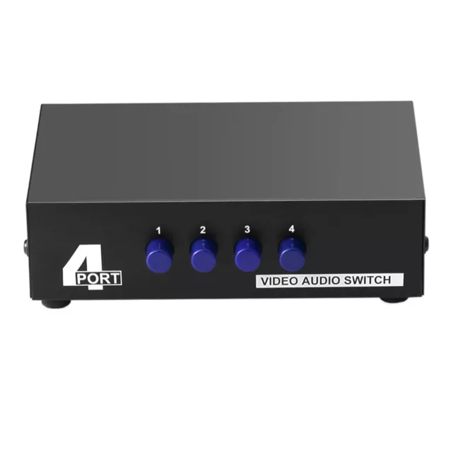 AV Switch Box Composite Selector 4 Port RCA Audio Video 4 In 1 Out To TV