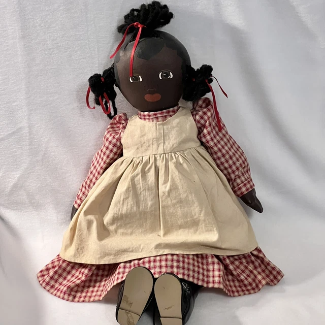 Vintage African American Doll Toy Rag Primitive Folk Art Craft Handmade 1992 19”