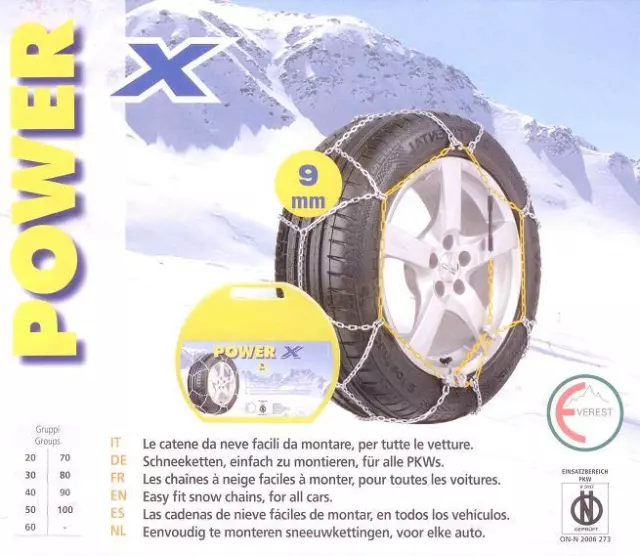 Catene neve per auto obbligo obbligatorie 9mm Omologate 195/65-16 205/55-16