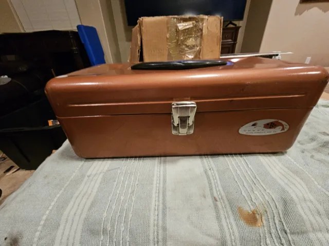 VINTAGE SEARS ROEBUCK and Co. Metal Fishing Tackle Box Copper Fish Handle  Nice $45.00 - PicClick