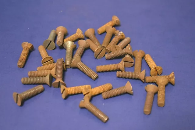 1/4-20 x 1" Vintage Slotted Flat Head Steel Machine Screws Bolts  QTY 22