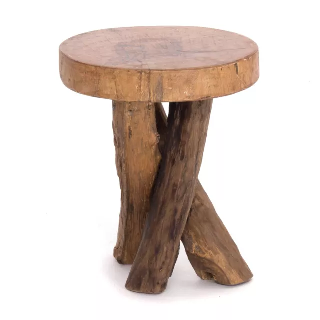 HOLZHOCKER TEAK 40 | 41cmx34cm (HxØ), Altholz | massive Fußbank | Beistelltisch