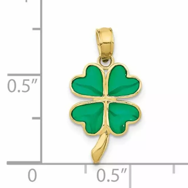 14K Solid Gold 4 Leaf Clover Luck 20mm Pendant or Necklace - 14K4097