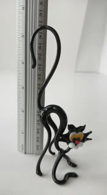 GLASS Animals. Murano glass art the black Cat.A souvenir. Toy. Handmade 2