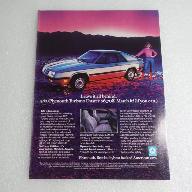 Vintage Print Ad Chrysler Turismo Duster Sports Illustrated Dec 3, 1984