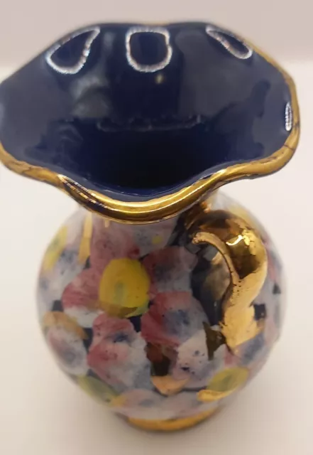 Colourful Shiny Pottery Small Handmade Vase Two Handles 3