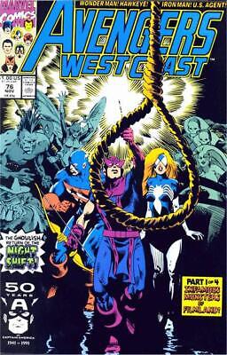 AVENGERS WEST COAST #76 F/VF, Direct Marvel Comics 1991 Stock Image