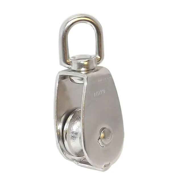 316 Stainless Steel Single Pulley Wheel Swivel Lifting Rope Pulley Block, 1-1/4"