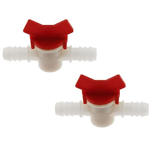 Barbed Ball Valve RLECS 2PCS White 1/2-Inch ID In-Line Ball Valve Shut-Off