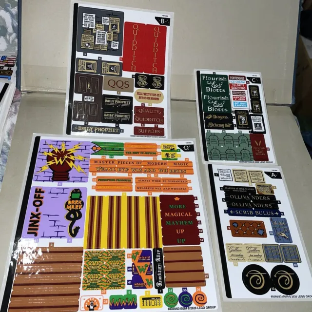 New Lego Harry Potter Original Unused Sticker Sheets from Diagon Alley 75978