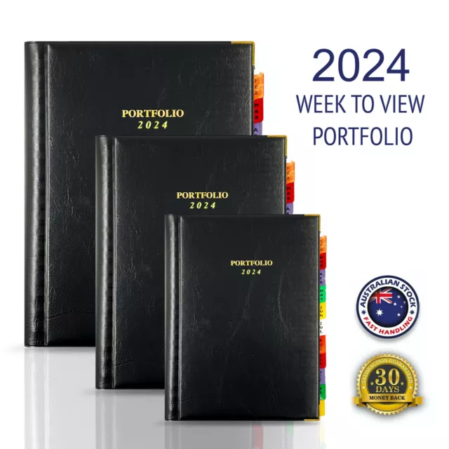 2024 Diary A5 A4 Quarto Portfolio w/ Tab Week to Page Business Planner Folder