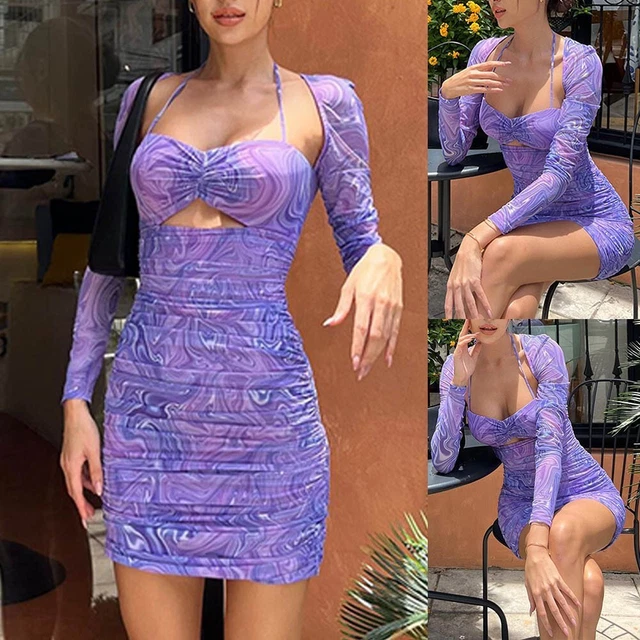 Donna senza Maniche Schiena Scoperta Ritaglio Abito Y2k Stampa Floreale Aderente