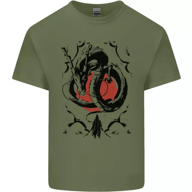 T-shirt top da uomo Samurai Warrior Dragon & Sun Fantasy MMA cotone 8