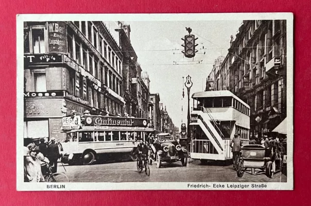 AK BERLIN um 1925 Friedrich- Ecke Leipziger Strasse mit Autobus   ( 134731