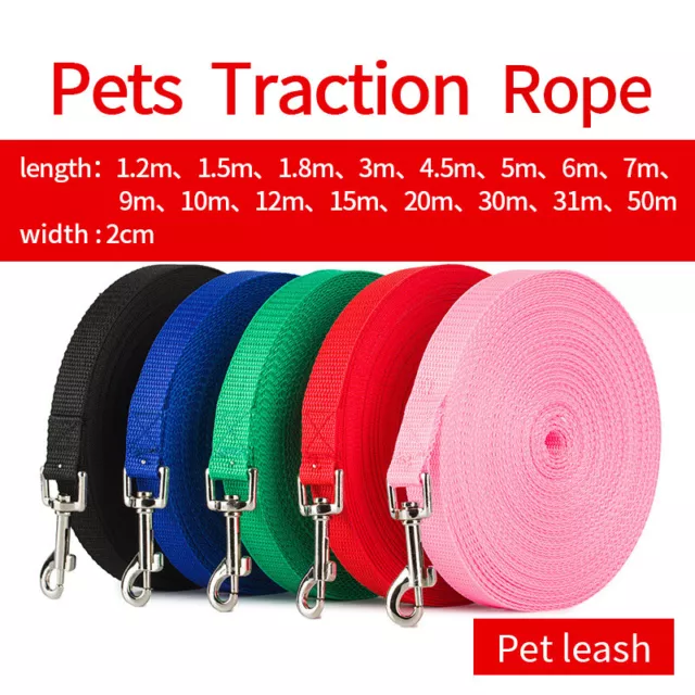 Pet Dog Training Lead 1.2M-50M Long Strong Tracking Recall Leash Line Walking