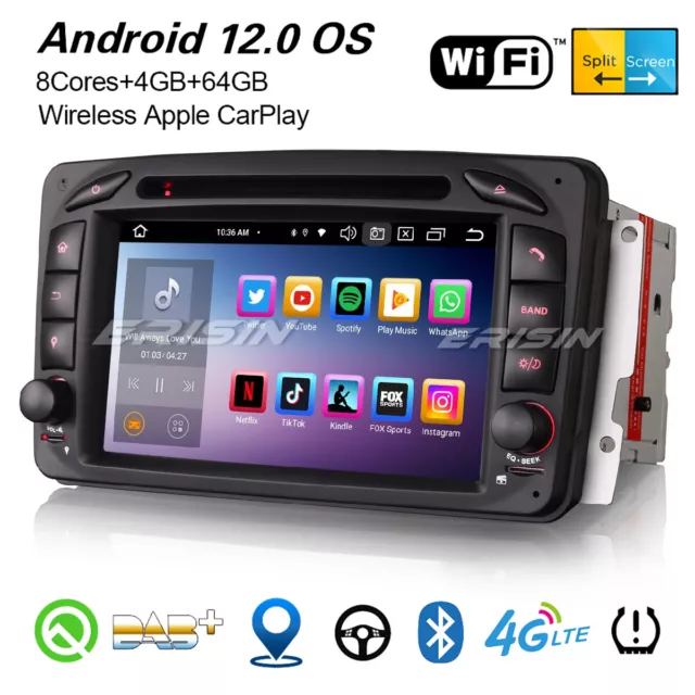 64Go 8-Cœur Android 12 CarPlay Navi Autoradio Mercedes C/G/CLK Classe W209 Viano