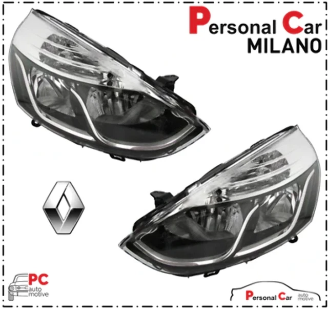 Paire De Phare Projecteur Renault Clio Noir Chrome Profils Internes De 2012...
