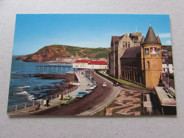 Aberystwyth University College Wales Postcard Promenade Cars Ceredigion Dyfed