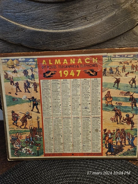 Ancien Calendrier Almanach Des Postes Et Télégraphes 1958 - France