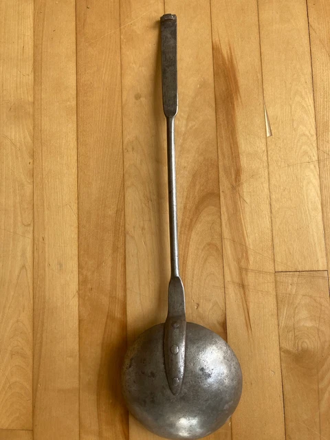 Antique 19th C Large Wrought Iron Ladle RATTAIL Hook