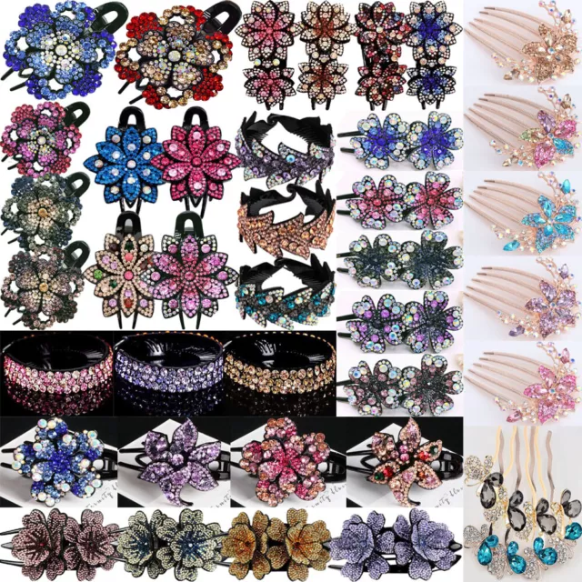 Women Crystal Rhinestone Hair Claw Clips Bridal Hairpin Hair Accessories US***