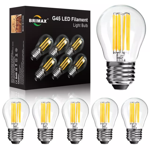 6X E26 LED Light Bulbs G14 G45 Dimmable Globe Chandelier Bulbs Warm White 4W 6W