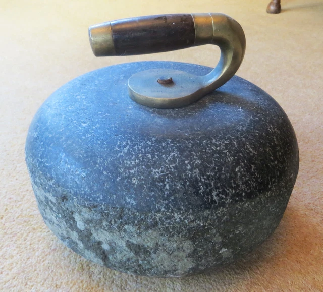 granite curling stone 9 inch with handle sporting collectible garden decoration