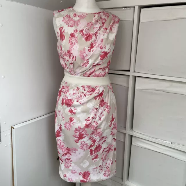 Giambattista Valli Dress Size 40 UK 8 Pink & Cream Floral Draped Sheath