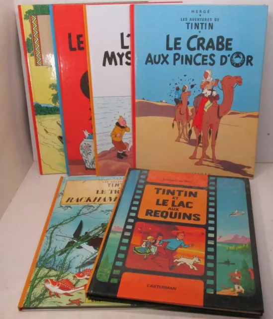 lot BD " TINTIN " x6 - lac aux requins, oreille cassée, lotus, crabe, trésor...