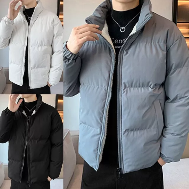 Men's Down Jacket Full Zip Puffer Coat Fashion Fleece Lined Padded Outwear Warm