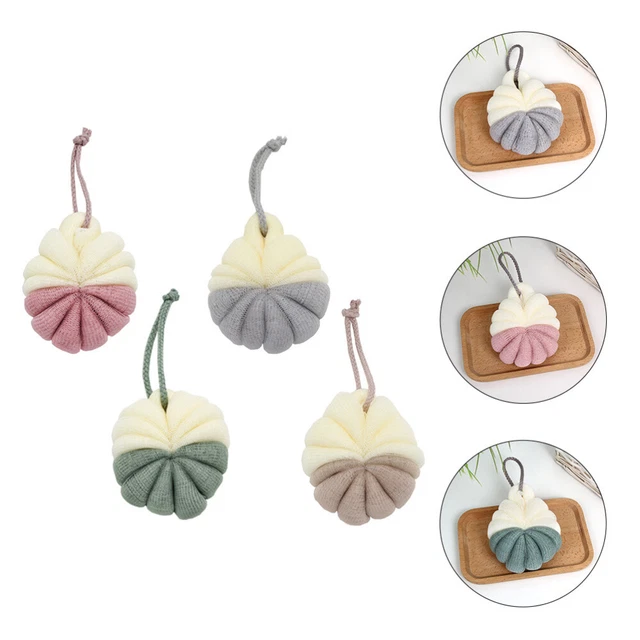 4 piezas baño ducha esponjas lavado cuerpo esponja ducha scrunchie
