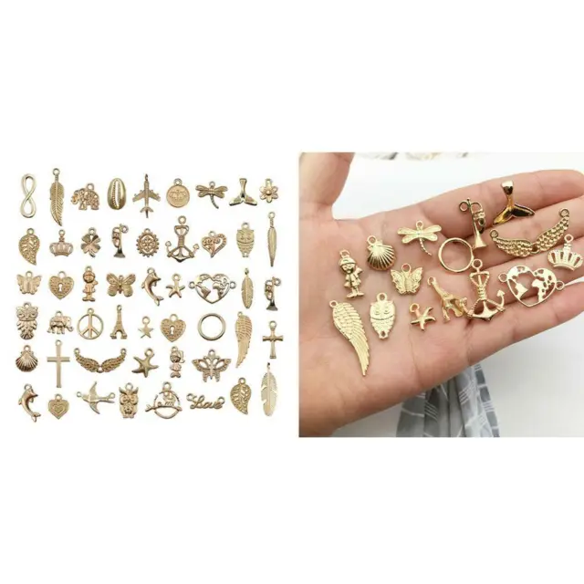 50pcs Metal Necklace Pendant Leaf Keyring Bracelet Jewelry Making Charms DIY