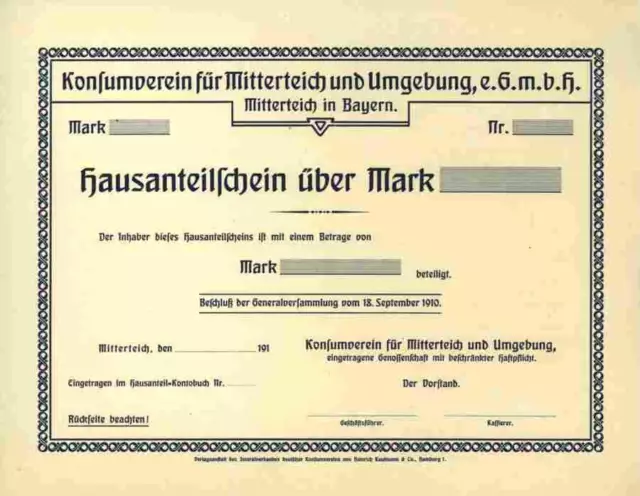 Konsumverein Mitterteich und Umgebung 1910 Oberpfalz Bayern Co-op Porzellan SPD