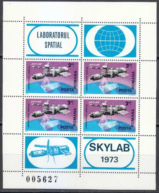 Romania 1974 MNH Mi Block 117 Sc 2528 Skylab, manned US space laboratory **