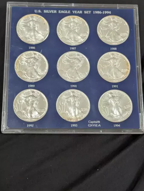 American Silver Eagle Year Set 1986-1994 9 American Silver Eagles Uncirculated