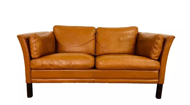 Vintage Danish Mid Century Mogens Hansen 2 Seater Cognac Leather  Sofa