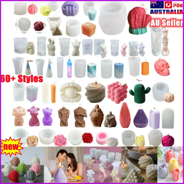 3D Silicone Candle Moulds DIY Soy Soap Aromatherapy Candles Wax Plaster Mold 80+