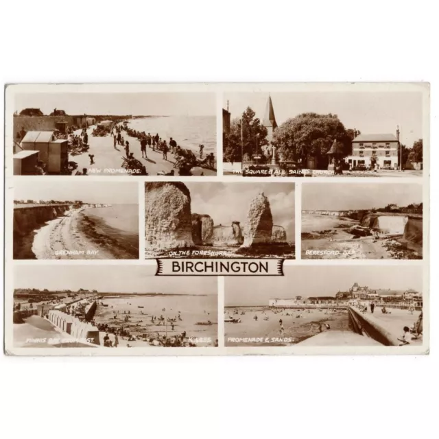 BIRCHINGTON Kent Multi View RP Postcard, Postmarked 1955