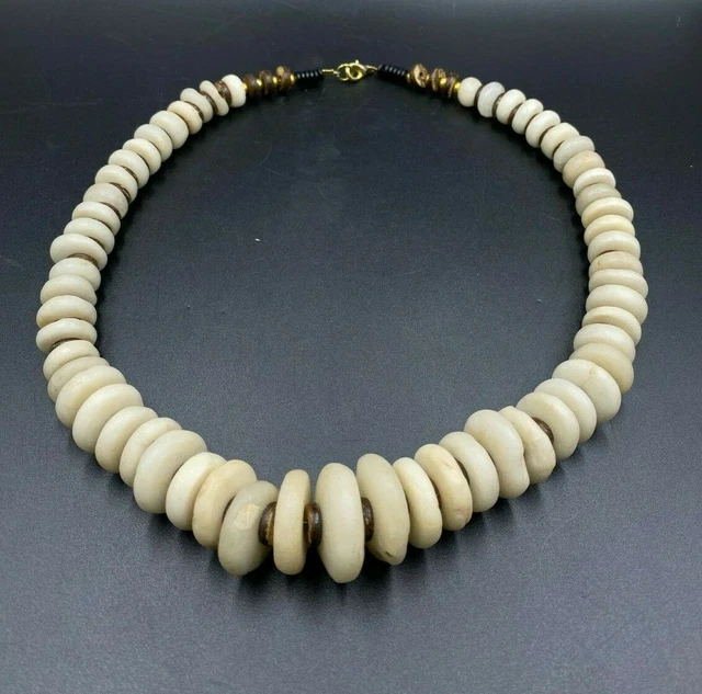 Old Bead Ancient Antique Rare Tire Shape Stone Age Rock Crystals Bead Necklace
