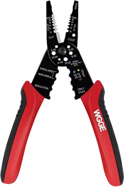 WGGE WG-015 Professional 8-inch Wire Stripper/Wire Crimping Tool, Wire Cutter, W