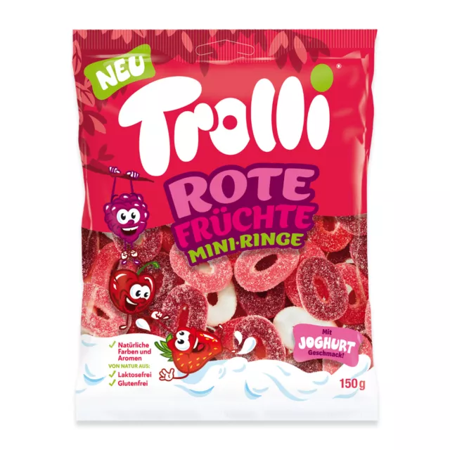 Anelli Frutta Rossa Trolli Fragola Lampone e Ciliegia Gusto 150g