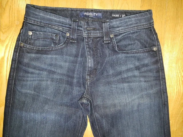 FIDELITY DENIM Mens Jimmy 30 Slim Straight Leg Jeans Blue Black Stretch USA 31.5