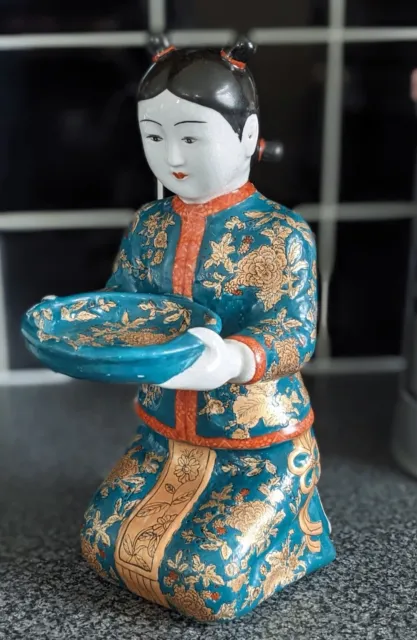 Large Kneeling Chinese Asian Lady Servant Figurine