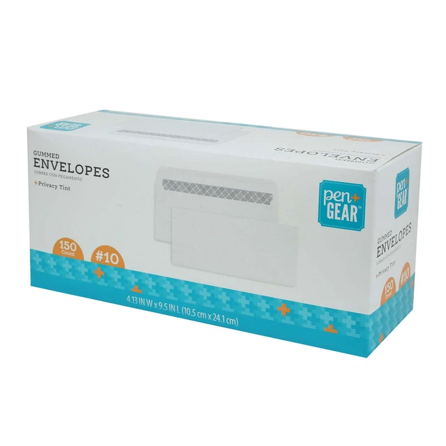 Envelopes White Letter Mailing Shipping, 4.125" x 9.5", 150 Count mail document
