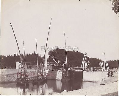 Egypte Pont Canal de Suez Histoire Travaux Vintage Albumine ca 1895