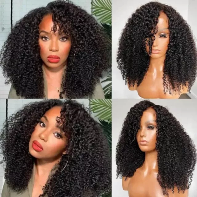 Peruvian Kinky Curly Lace Closure Human Hair Wigs for Black Women Pre Plucked 9A