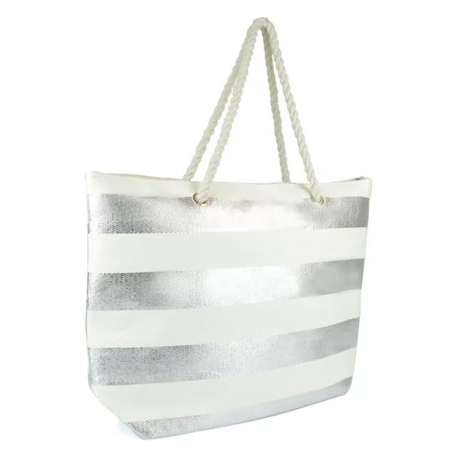 Large Beach Bag Straw Beach Bag With Zip Summer Tote Shoulder Canvas Shopper