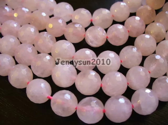 Natural Rose Quartz Gemstone Faceted Round Beads 15'' 2mm 4mm 6mm 8mm 10mm 12mm